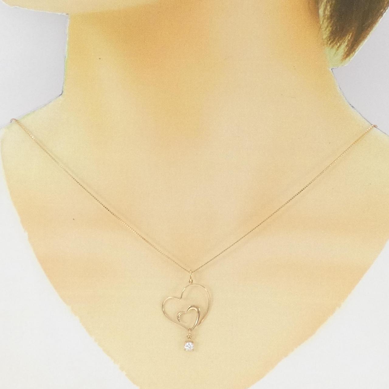 K18PG ハート ダイヤモンド ネックレス 0.18CT