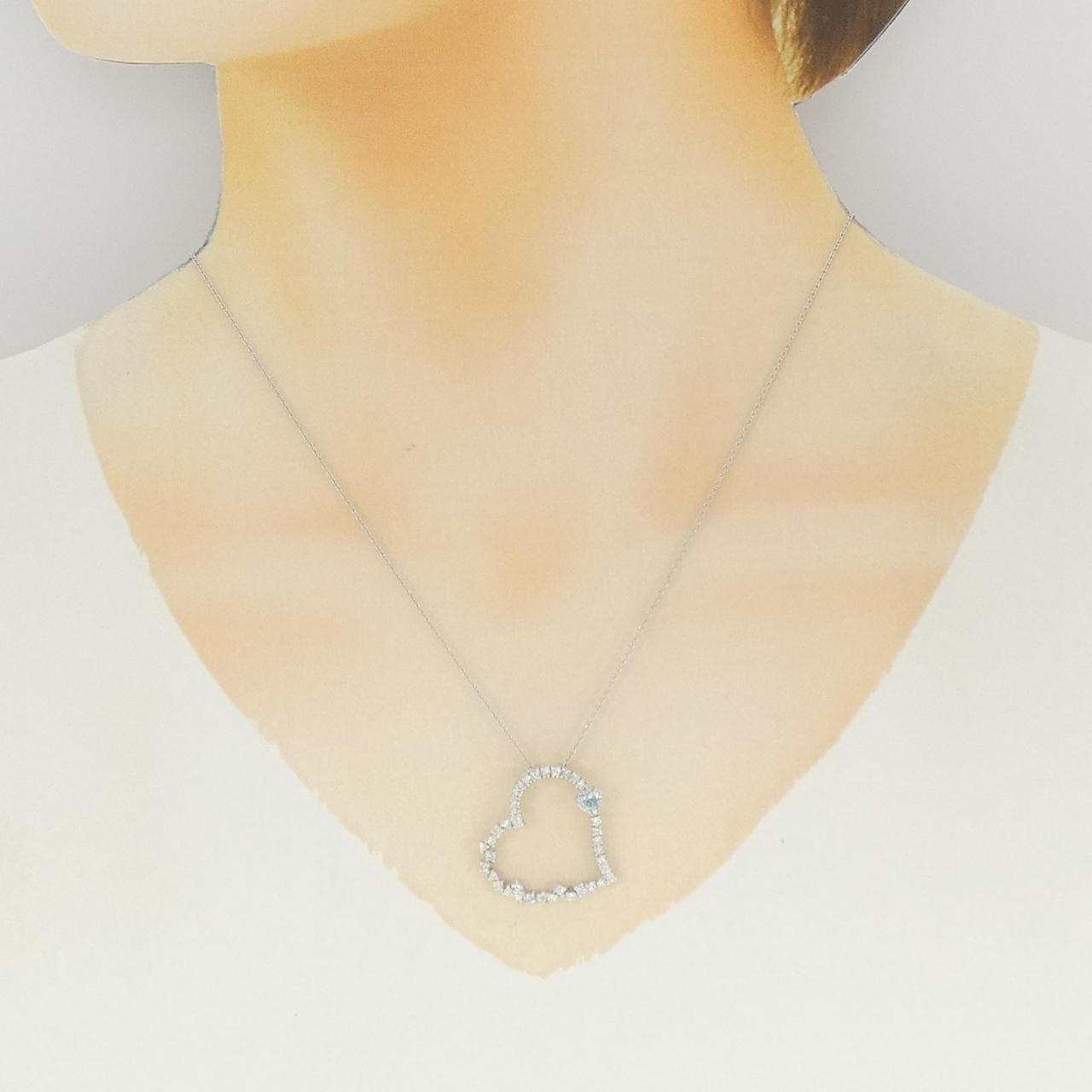 K18WG ハート ダイヤモンド ネックレス 0.47CT