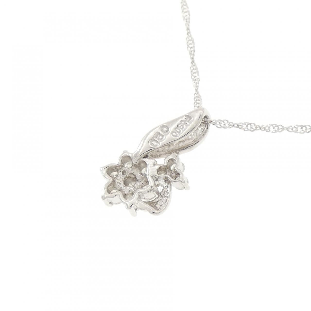 PT900/PT850 フラワー ダイヤモンド ネックレス 0.20CT