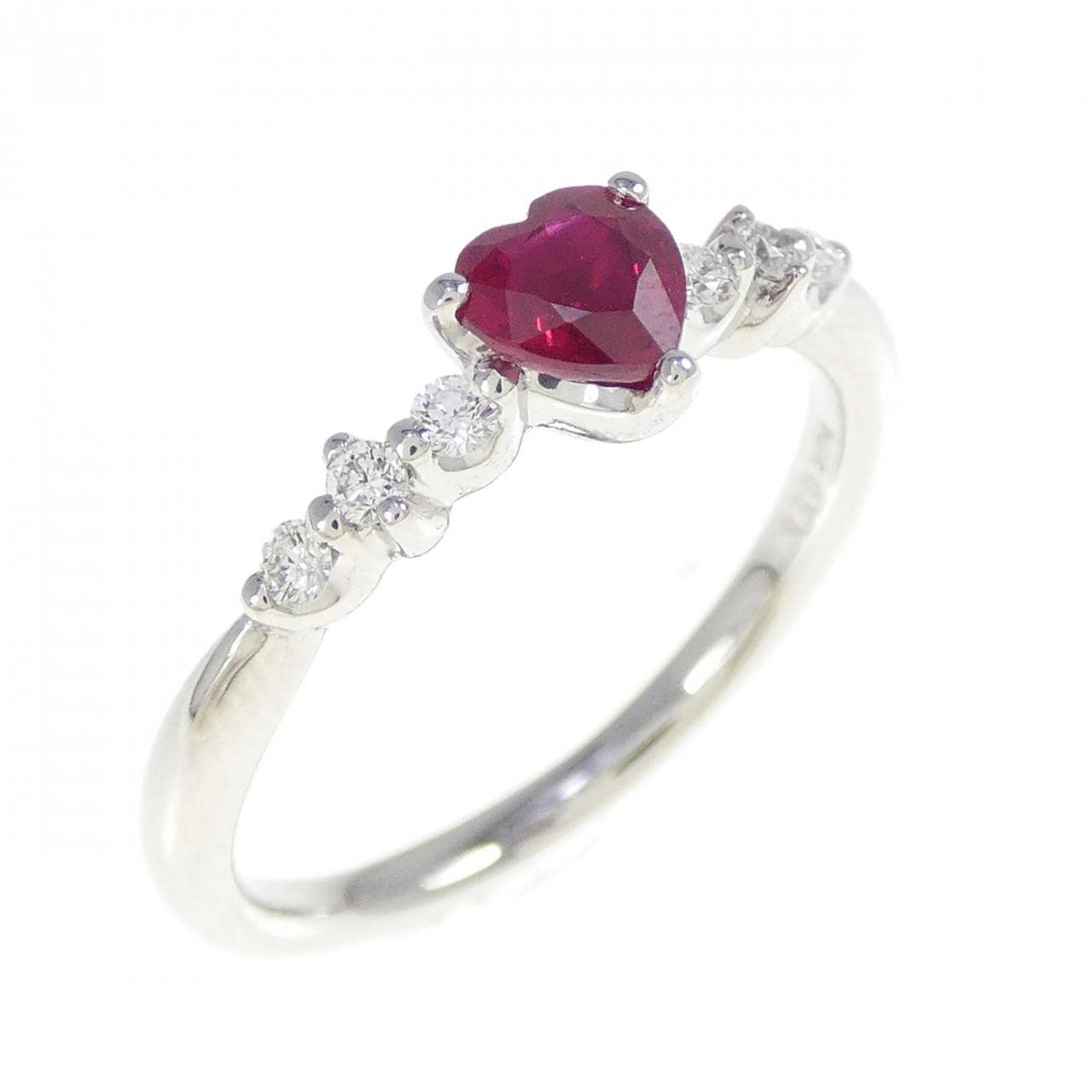 PT900 ハート ルビー リング 0.55CT