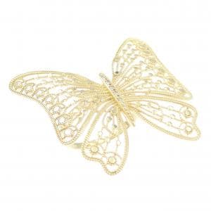 K18YG バタフライ ダイヤモンド リング 0.03CT