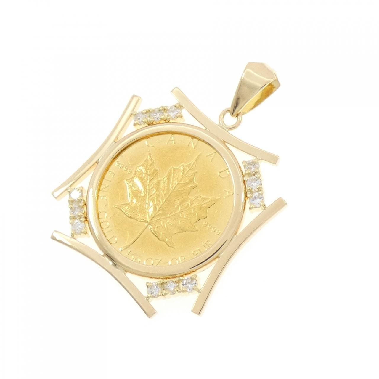 K18YG（框架）鑽石硬幣吊墜0.13CT
