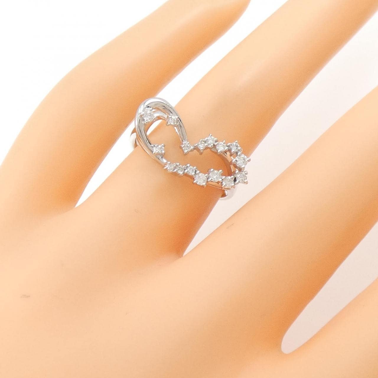 K18WG ハート ダイヤモンド リング 0.20CT