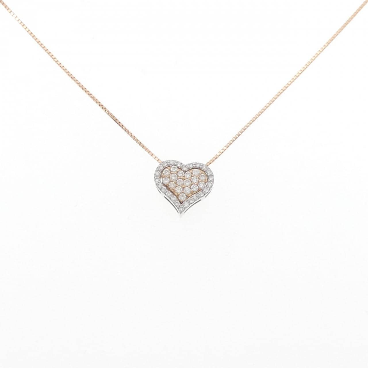 K18PG/K18WG 2WAY ハート ダイヤモンド ネックレス 0.19CT