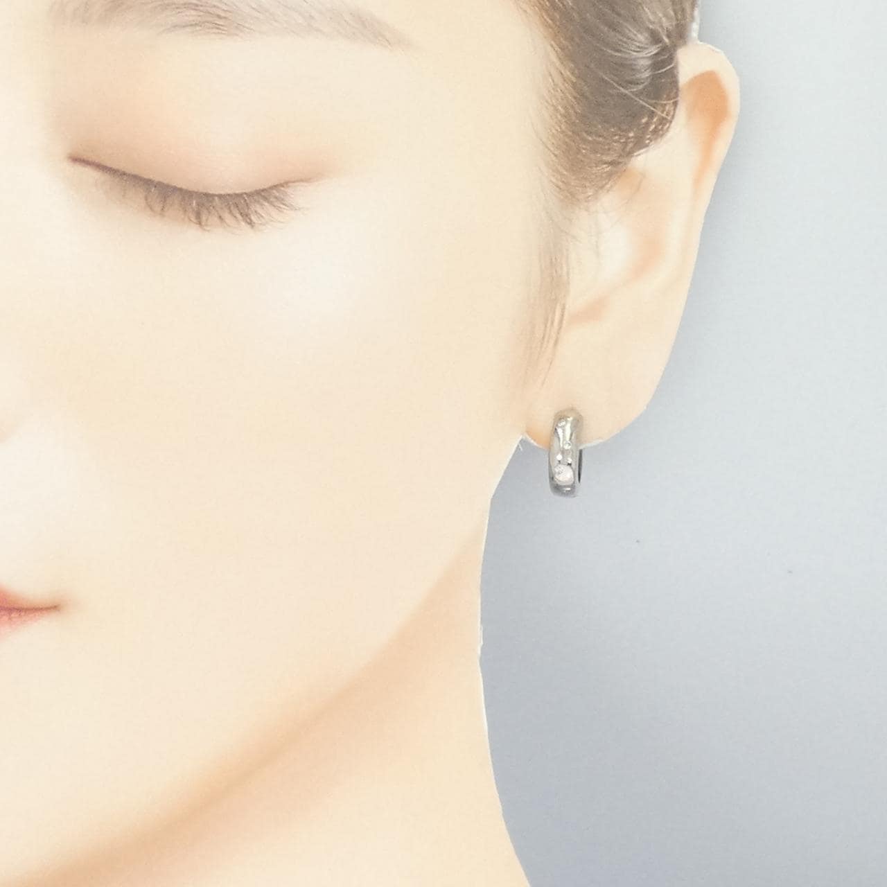 K14WG ダイヤモンド ピアス 0.08CT