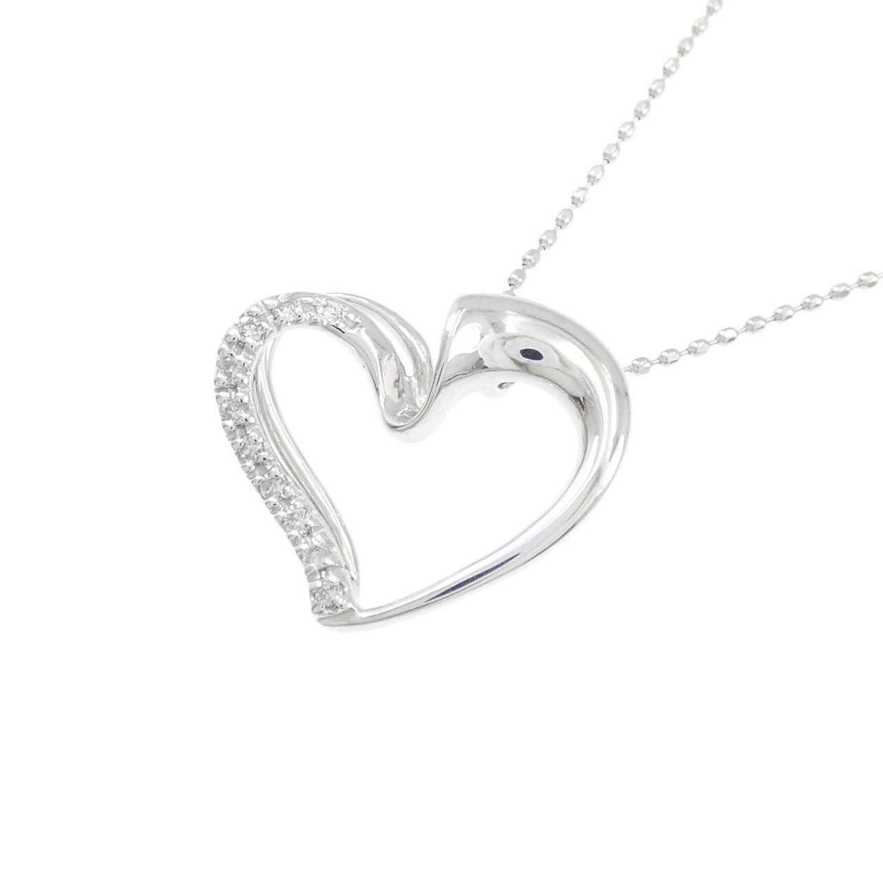 K18WG ハート ダイヤモンド ネックレス 0.07CT