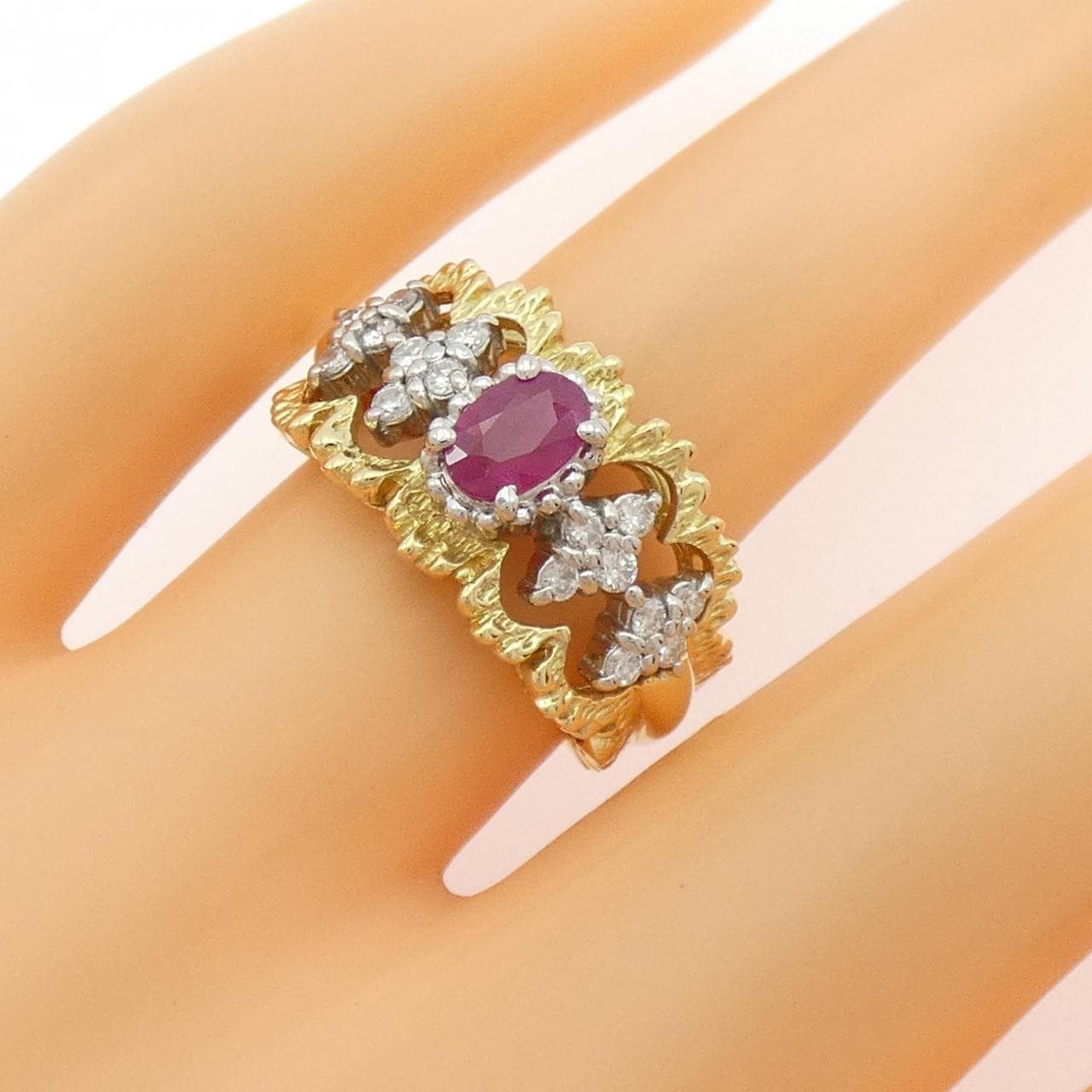 K18YG/PT850 Ruby Ring 0.45CT