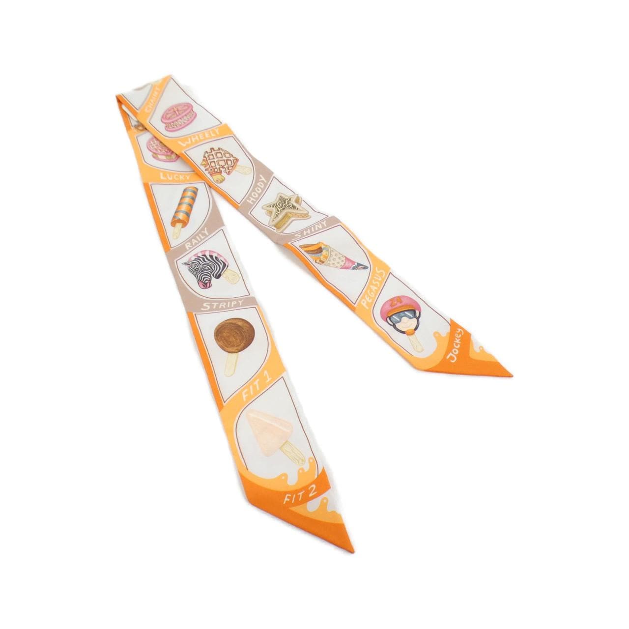 [Unused items] HERMES FUNNY ICE CREAM Twilly 064109S Scarf