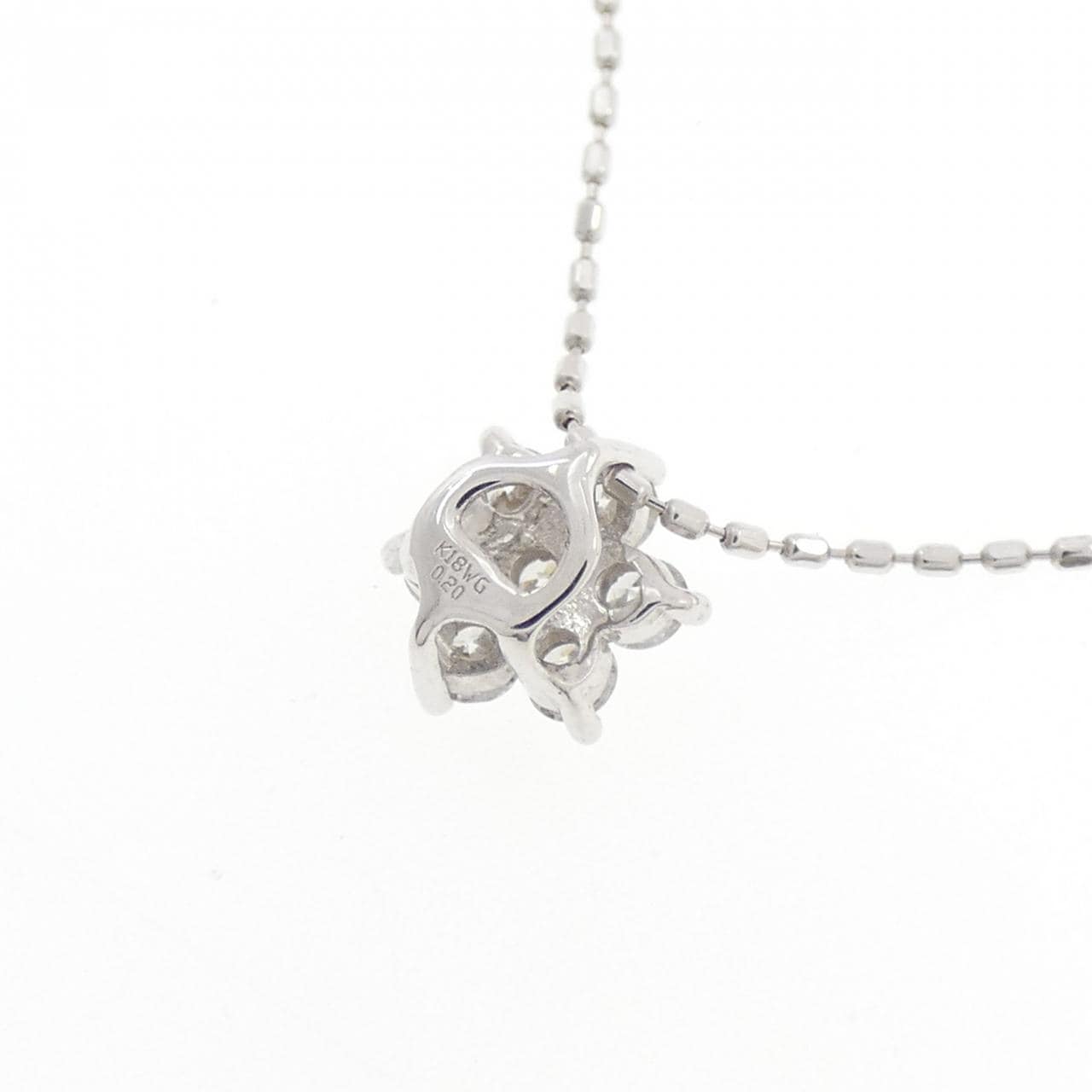 K18WG フラワー ダイヤモンド ネックレス 0.20CT