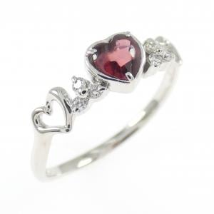 K18WG ハート ガーネット リング