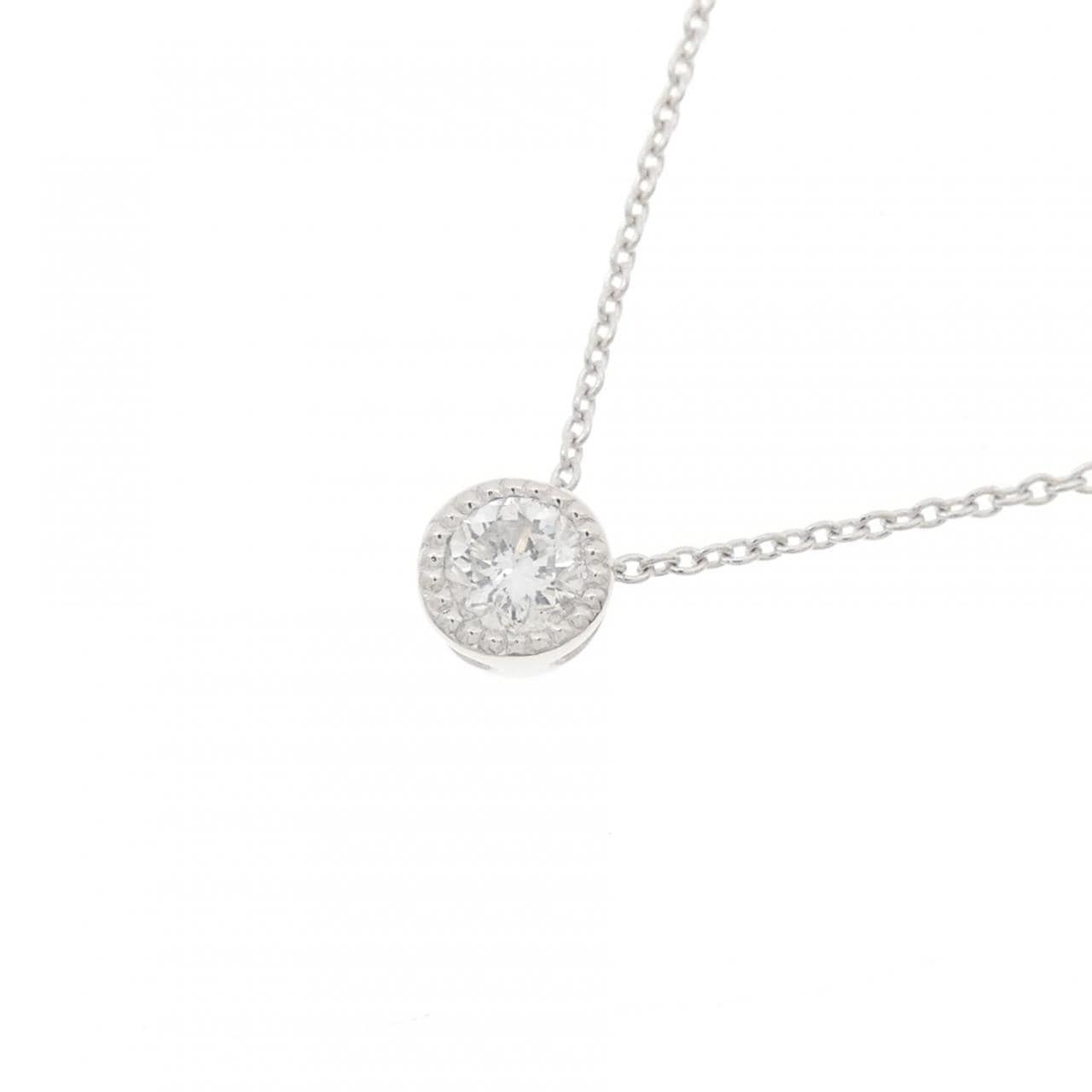 K18WG ソリティア ダイヤモンド ネックレス 0.18CT