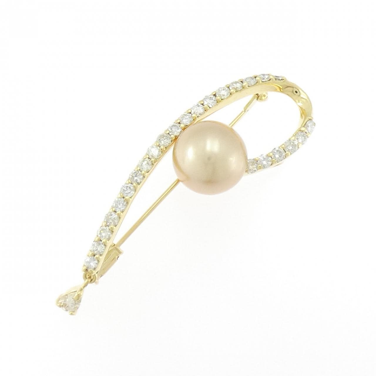 K18YG 白蝶パール ブローチ 10.3mm