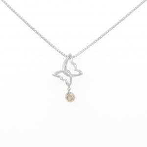 K18WG バタフライ ダイヤモンド ネックレス 0.20CT