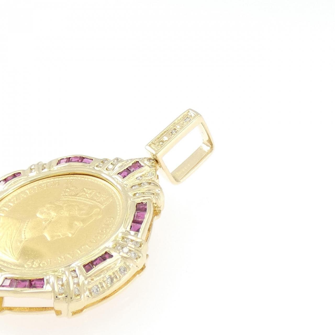 K18YG(枠) ルビー コイン ペンダント 1.50CT