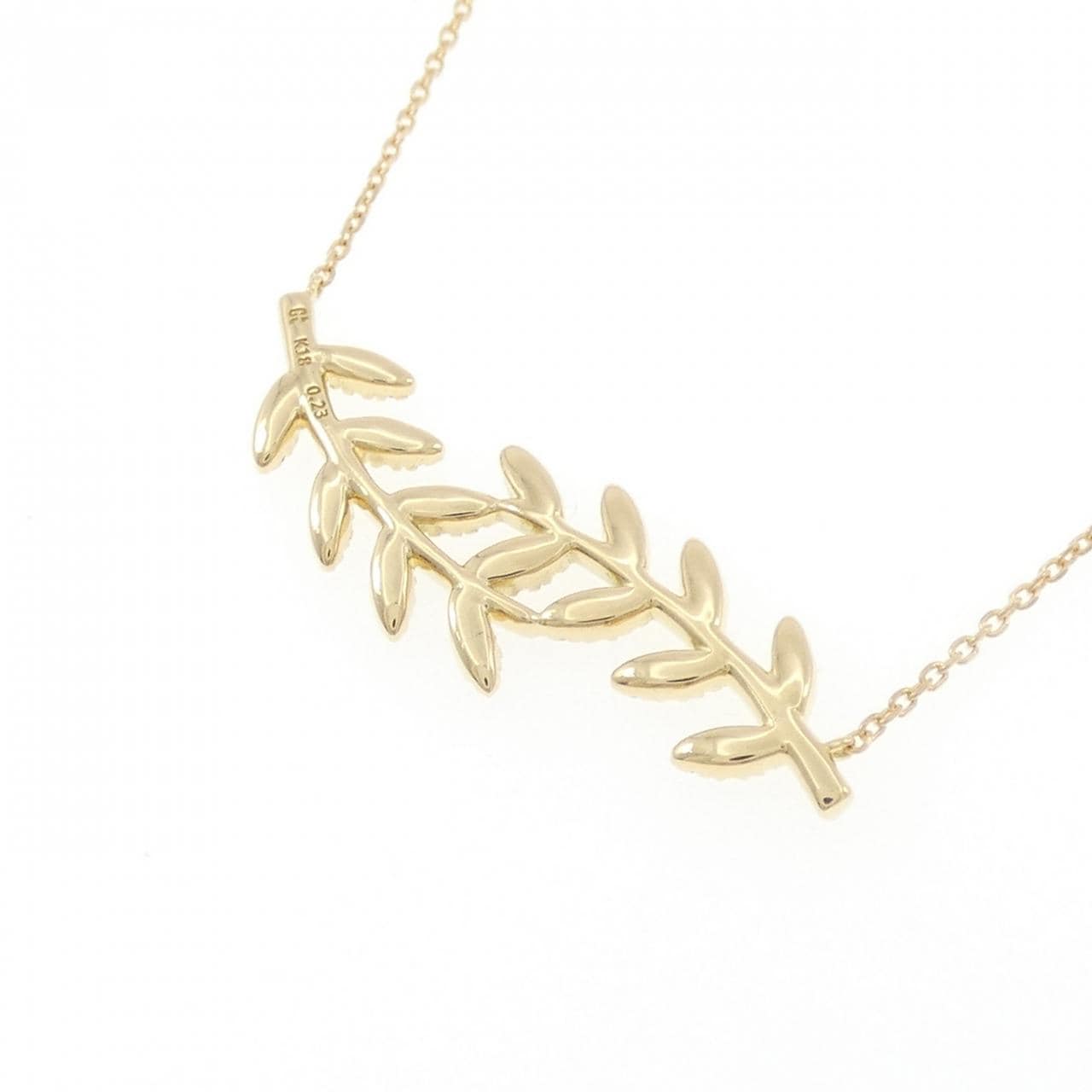 K18YG リーフ ダイヤモンド ネックレス 0.23CT