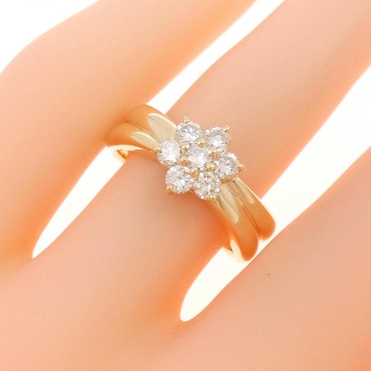 K18YG flower Diamond ring 0.50CT