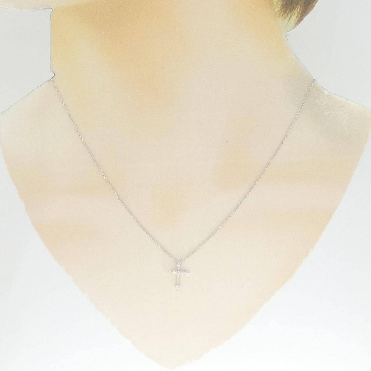 K10WG クロス ダイヤモンド ネックレス 0.04CT