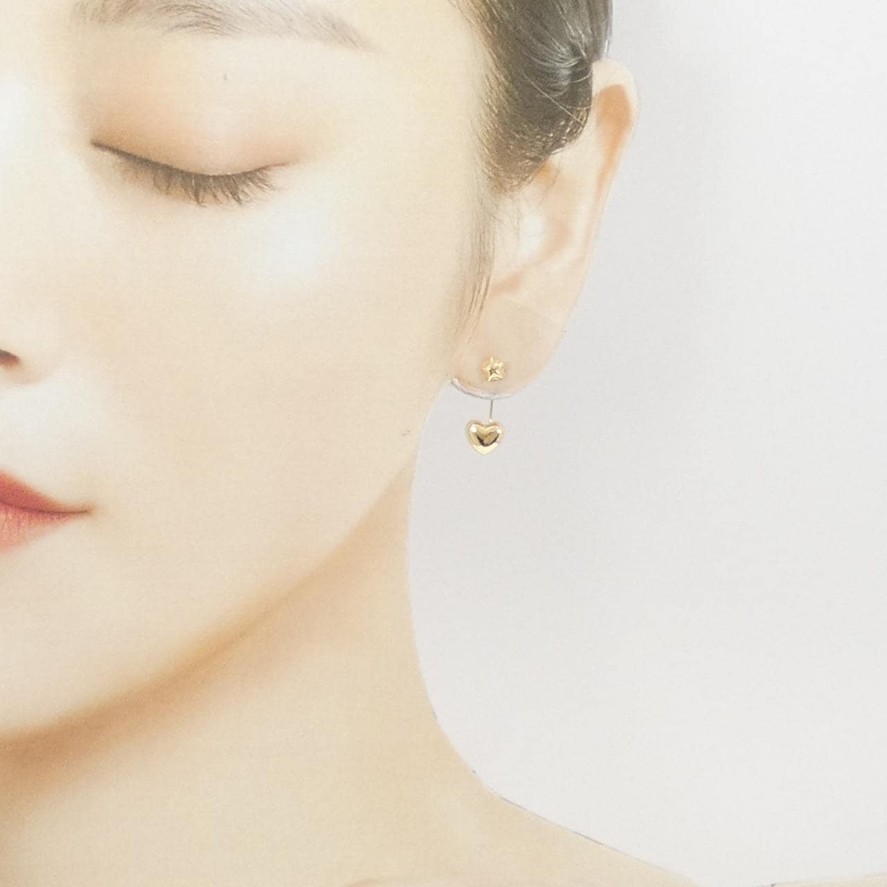【新品】K18YG スター×ハート ピアス
