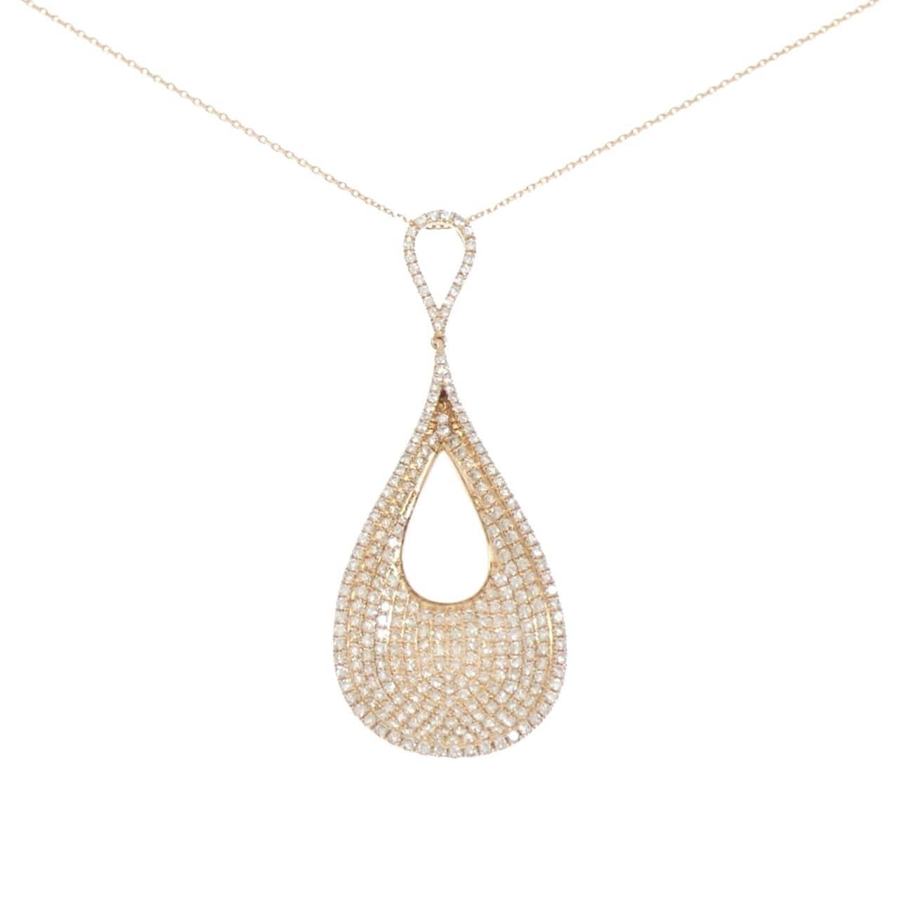 K18PG パヴェ ダイヤモンド ネックレス 3.50CT