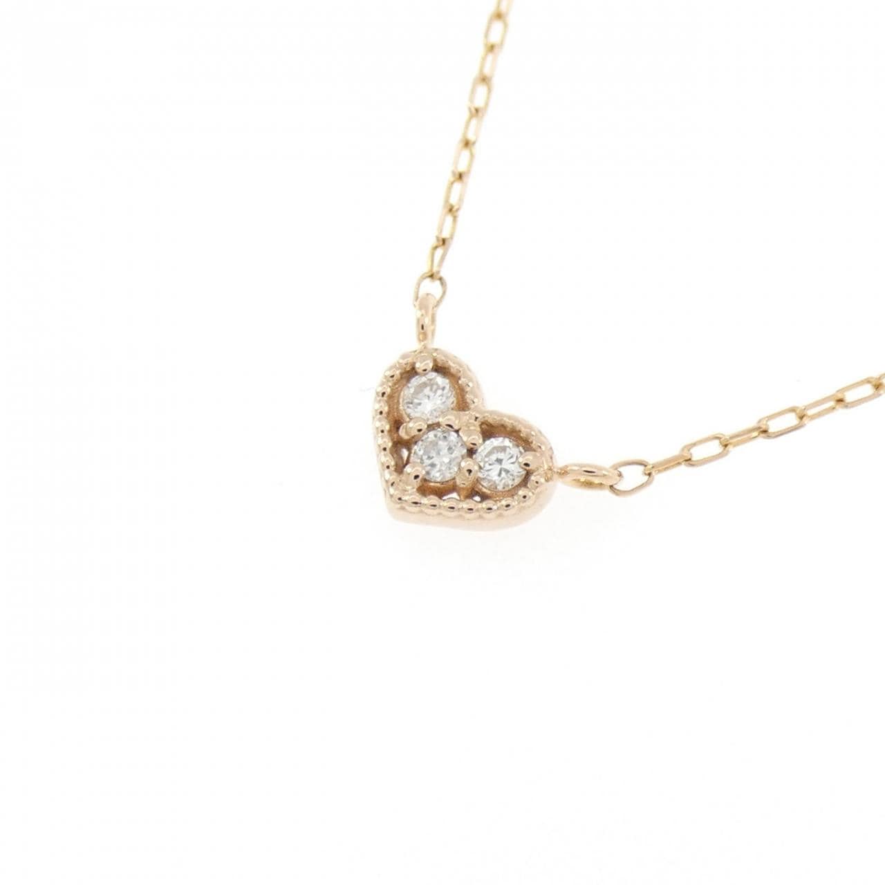 K18PG ハート ダイヤモンド ネックレス 0.03CT