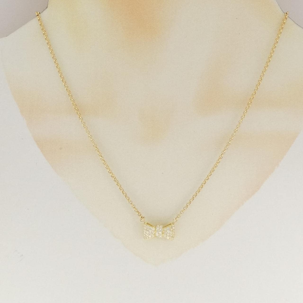 K18YG リボン ダイヤモンド ネックレス 0.54CT