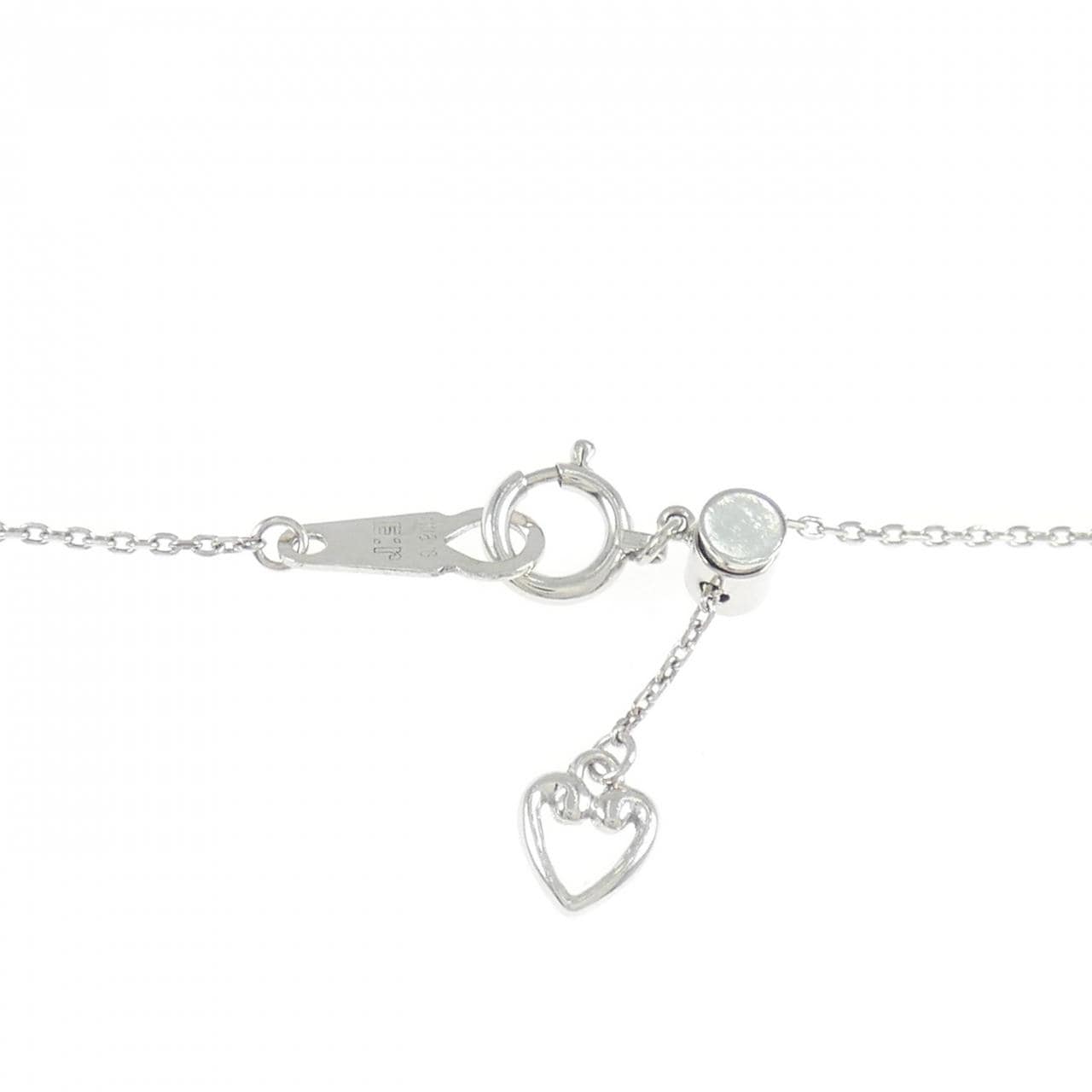 K18WG キー×ハート  ダイヤモンド ネックレス 0.01CT
