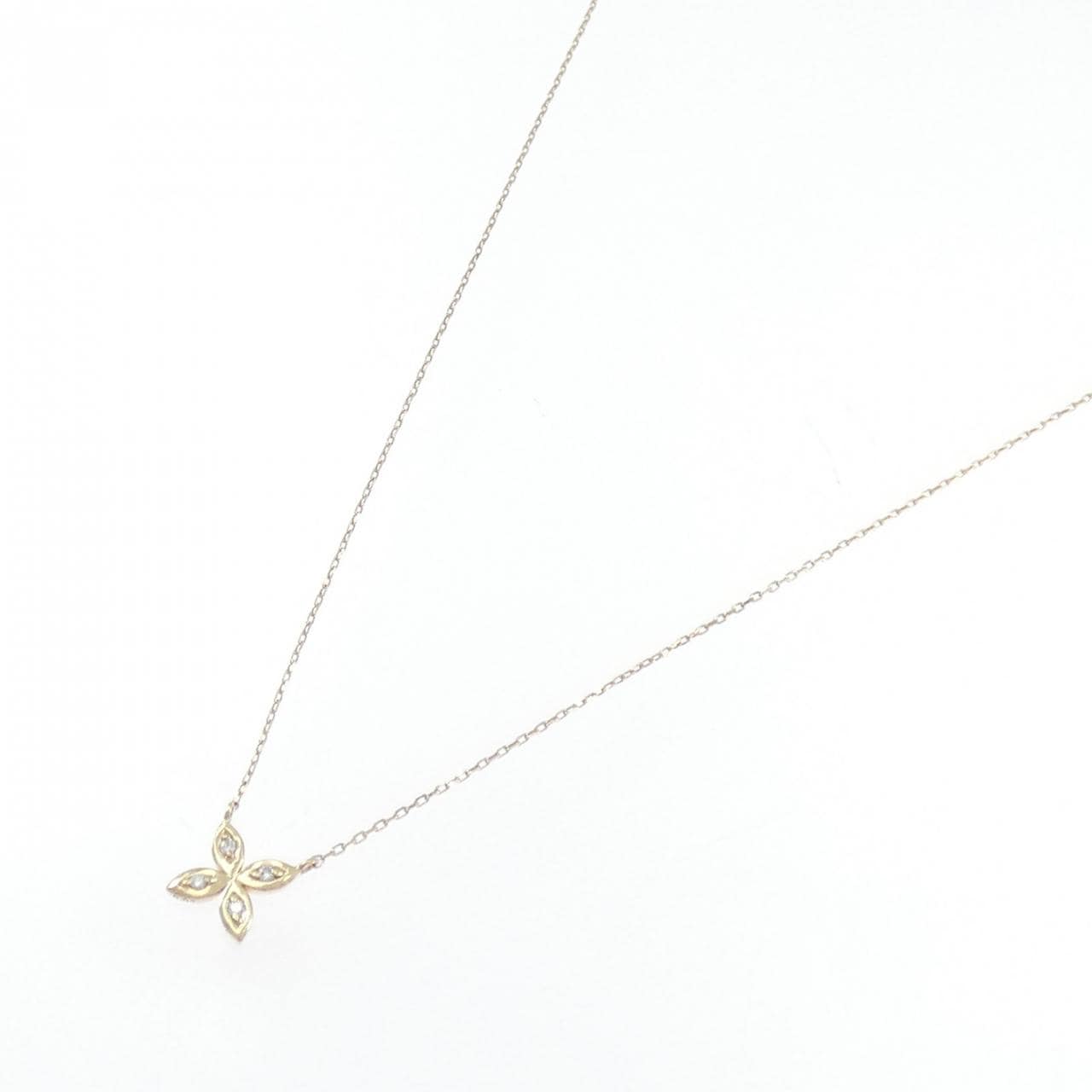 K10YG フラワー ダイヤモンド ネックレス 0.01CT