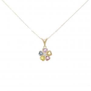 K18YG フラワー サファイヤ ネックレス 0.74CT