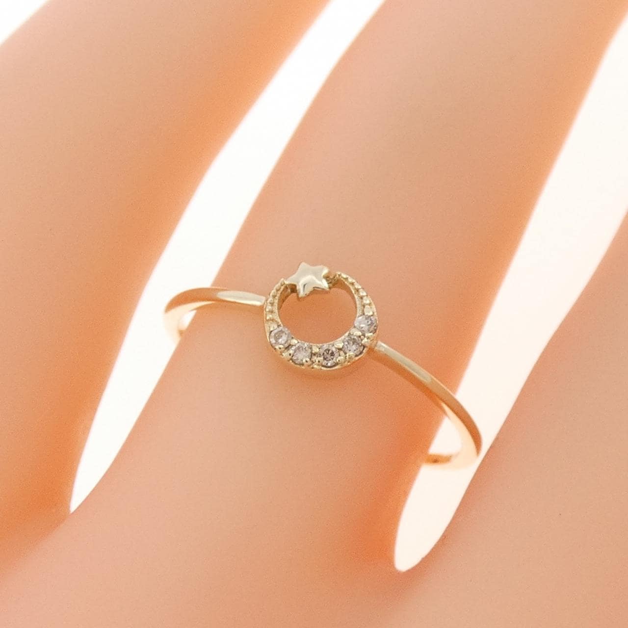 K10YG Moon x Star Diamond Ring 0.02CT