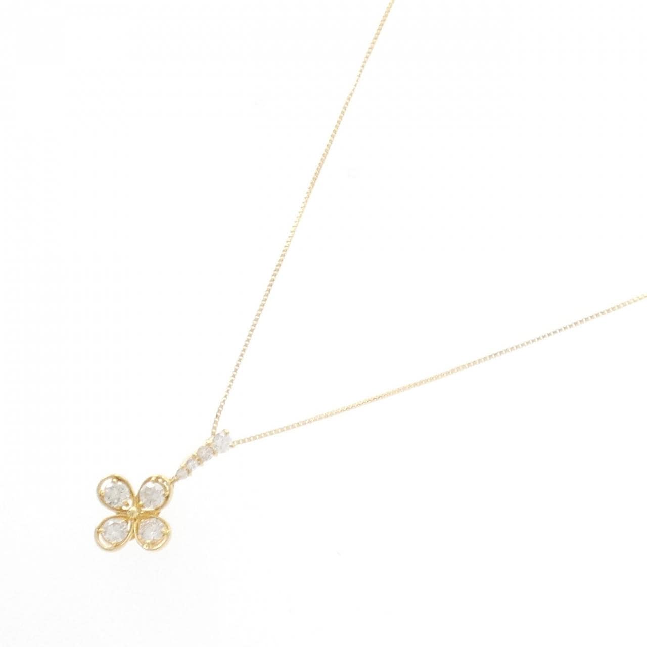 K18YG フラワー ダイヤモンド ネックレス 0.50CT