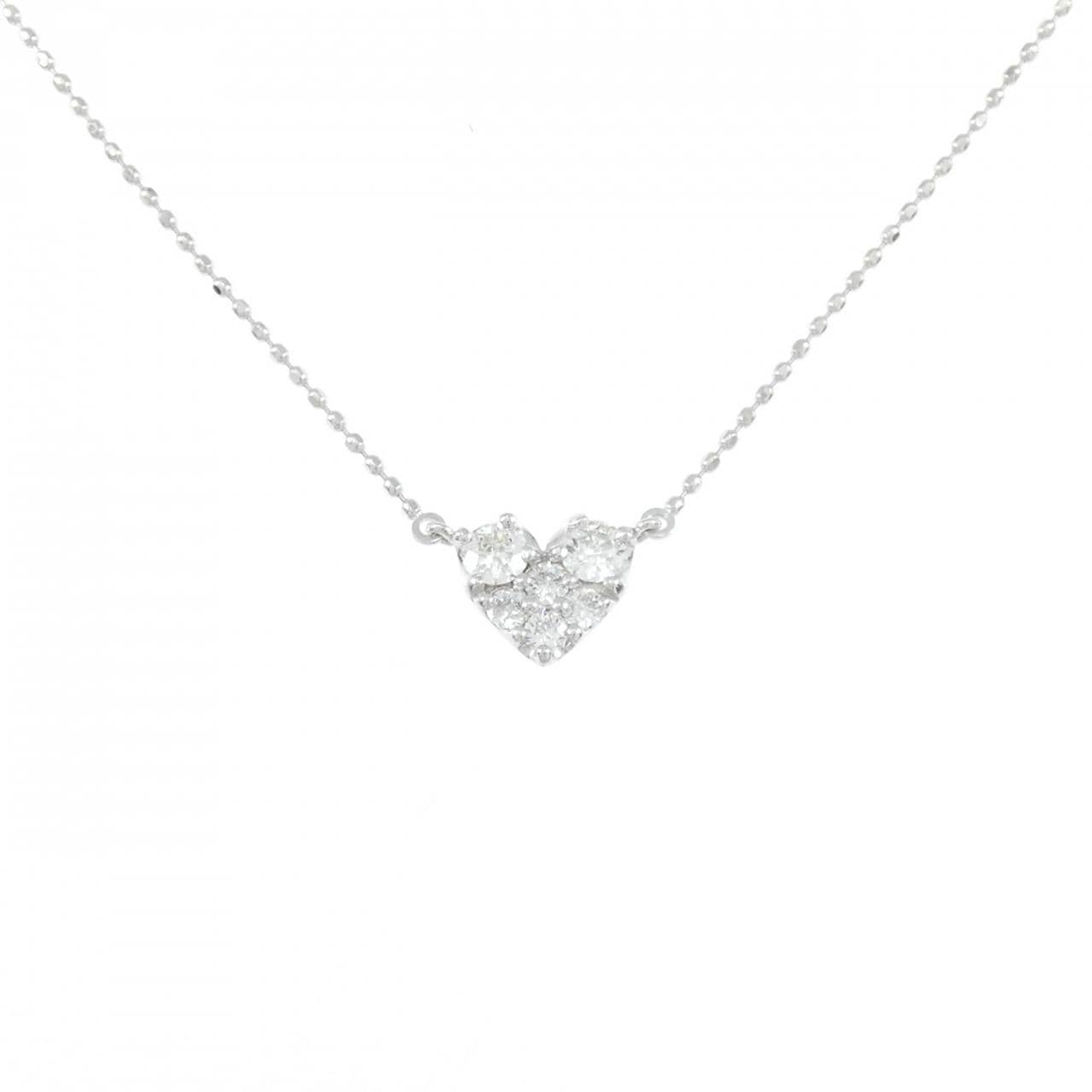K18WG ハート ダイヤモンド ネックレス
