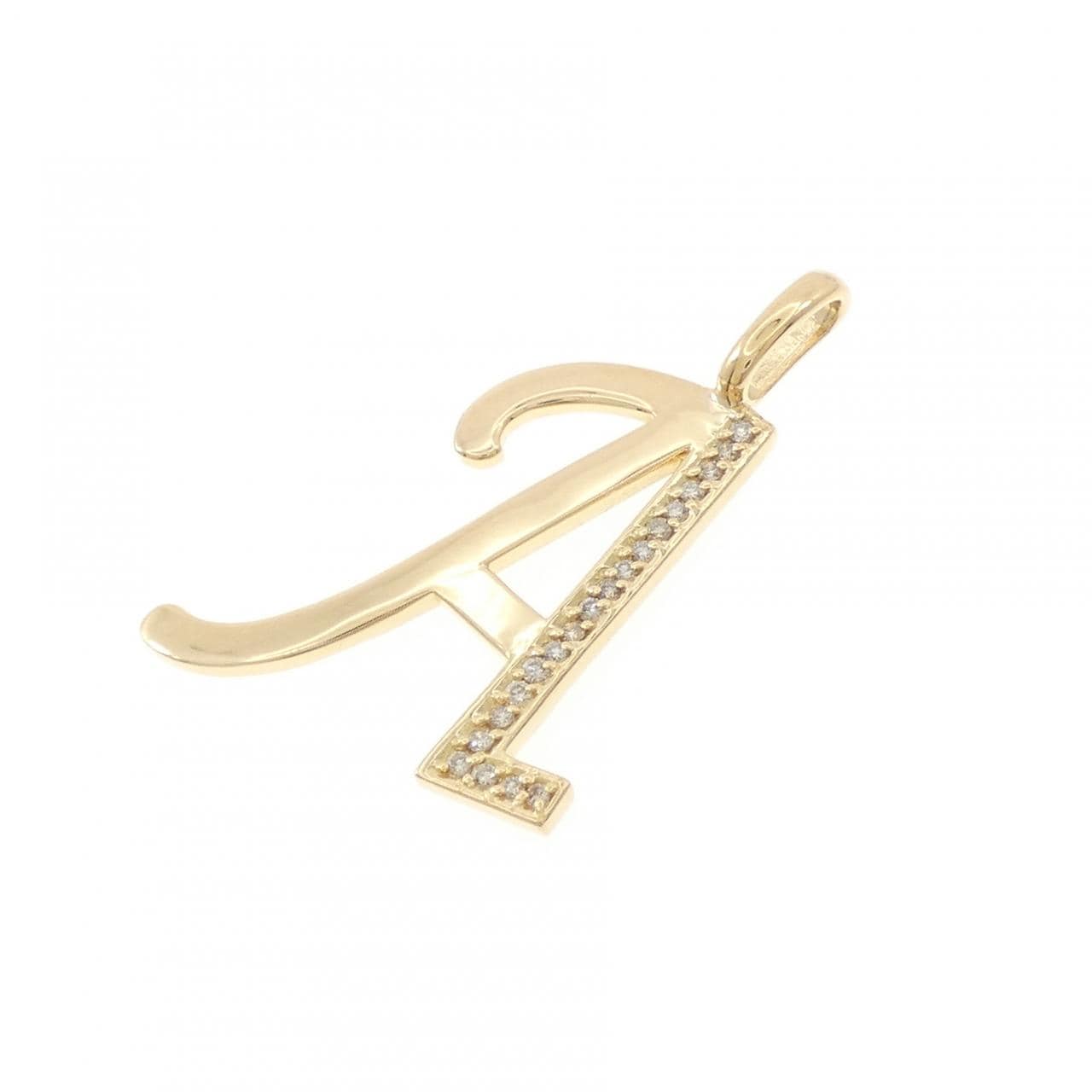 K18YG イニシャルA ダイヤモンド ペンダント 0.13CT