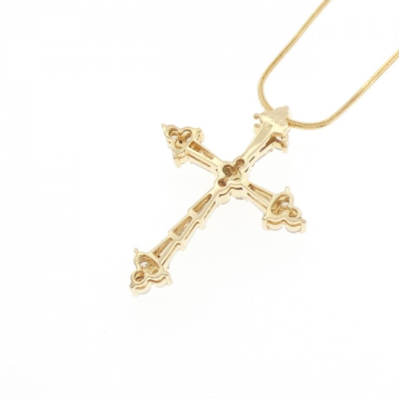 K18YG/750YG クロス ダイヤモンド ネックレス 1.00CT