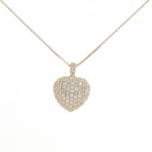 K18YG ハート パヴェ ダイヤモンド ネックレス 1.04CT