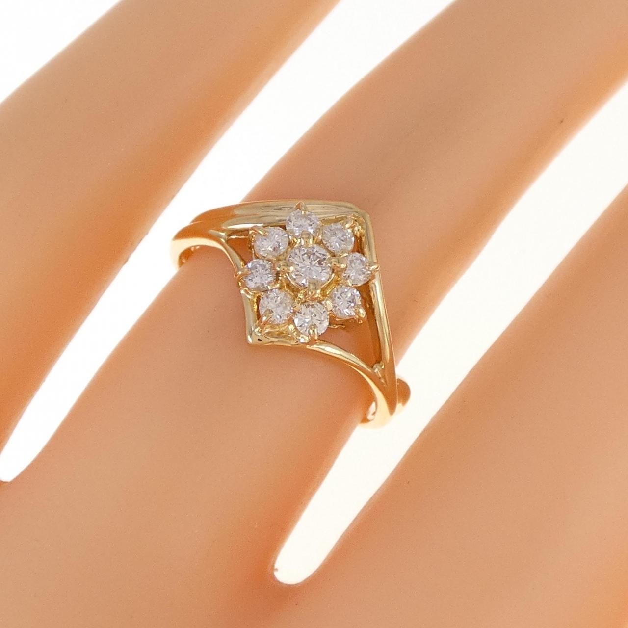 K18YG フラワー ダイヤモンド リング 0.30CT