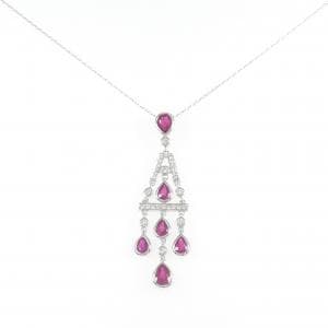 750WG/K18WG ルビー ネックレス 1.39CT