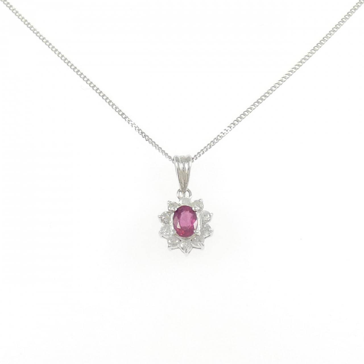 PT900/PT850 ルビー ネックレス 0.30CT