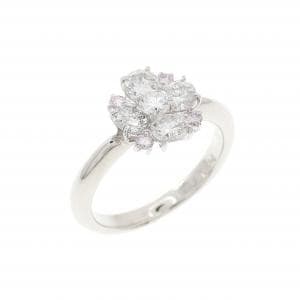 PT900 フラワー ダイヤモンド ピンキーリング 0.52CT