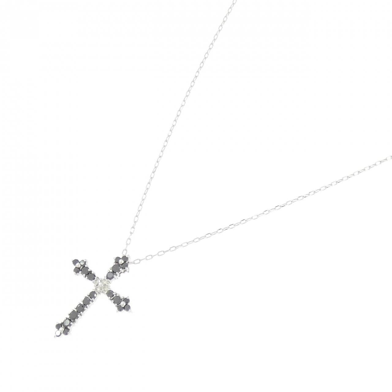 K10WG クロス ダイヤモンド ネックレス 0.04CT