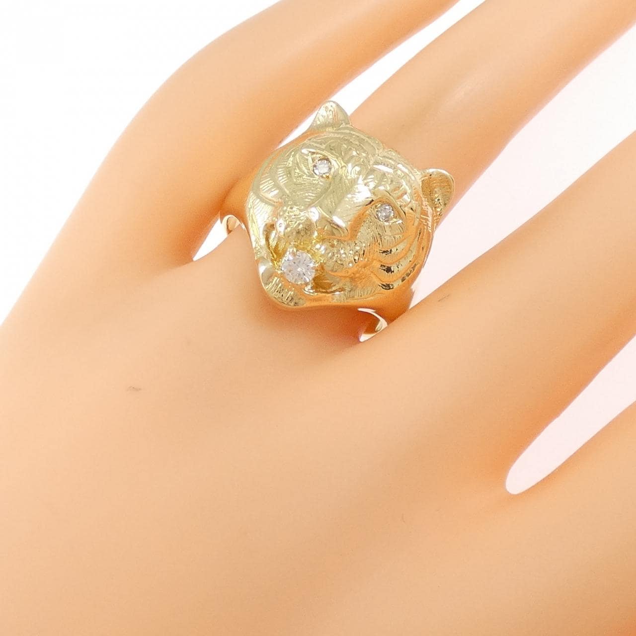 K18YG タイガー ダイヤモンド リング 0.10CT