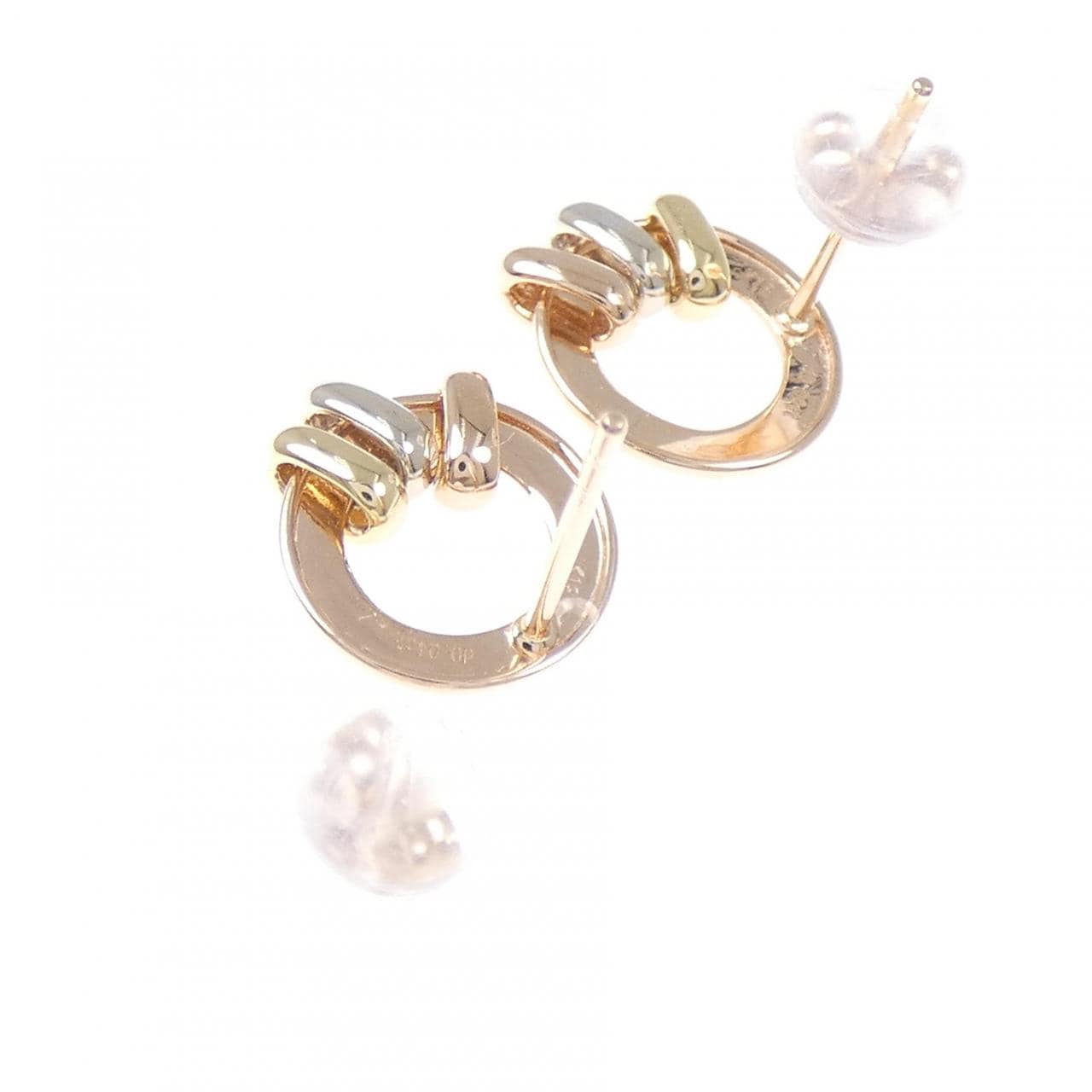 K18スリーカラー ダイヤモンド ピアス 0.08CT