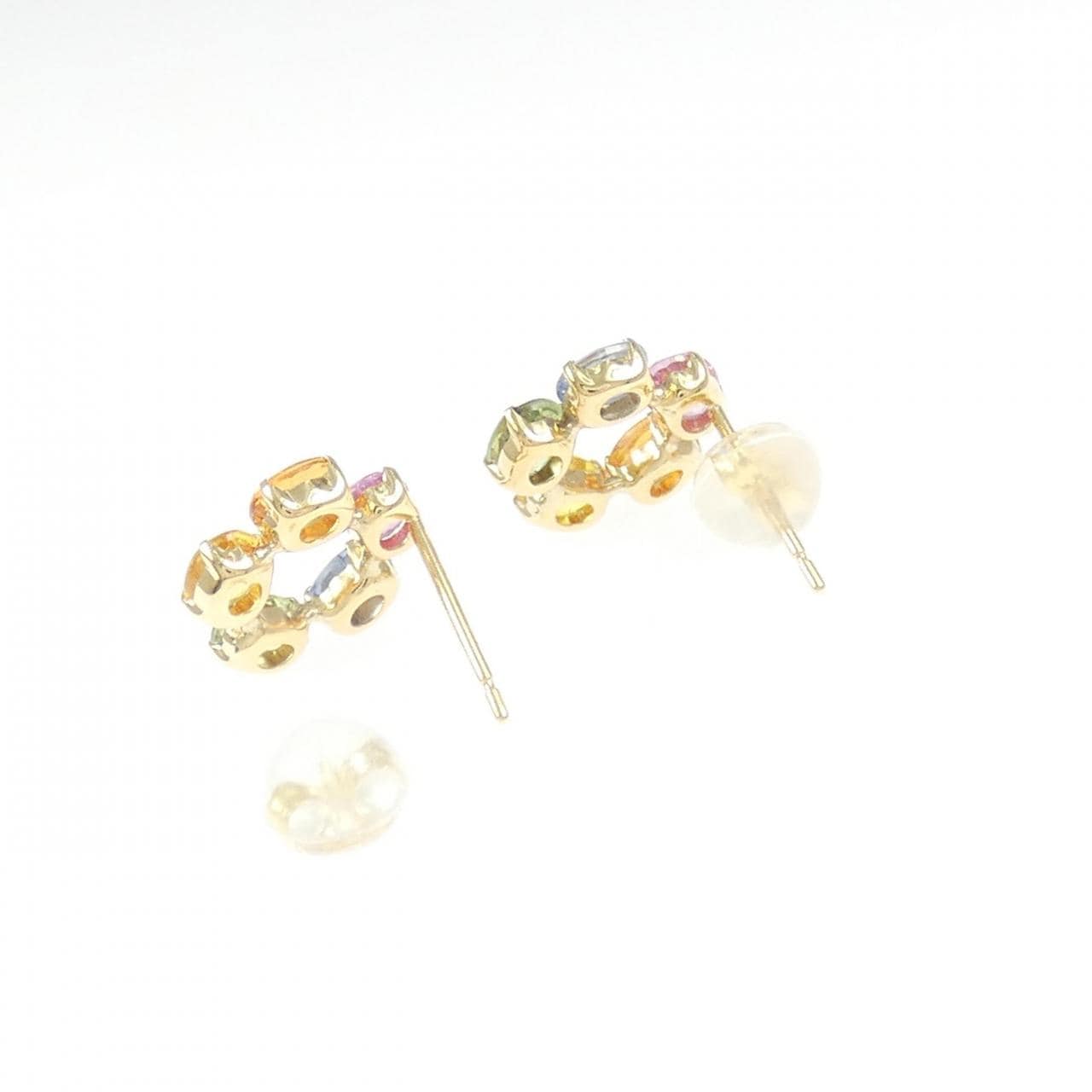 K18YG フラワー サファイヤ ピアス