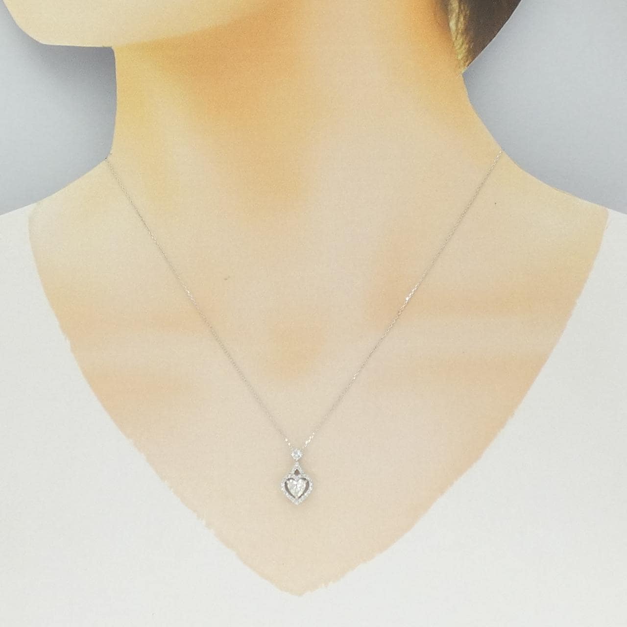 K18WG ハート ダイヤモンド ネックレス 0.377CT