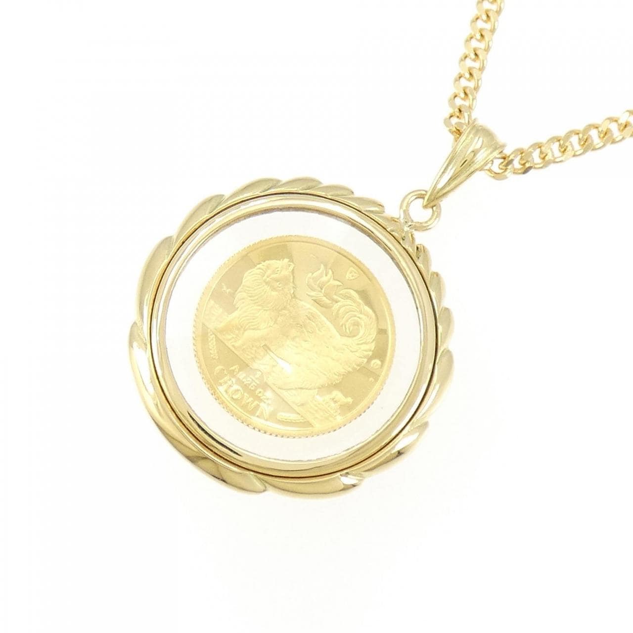 K18YG frame coin necklace
