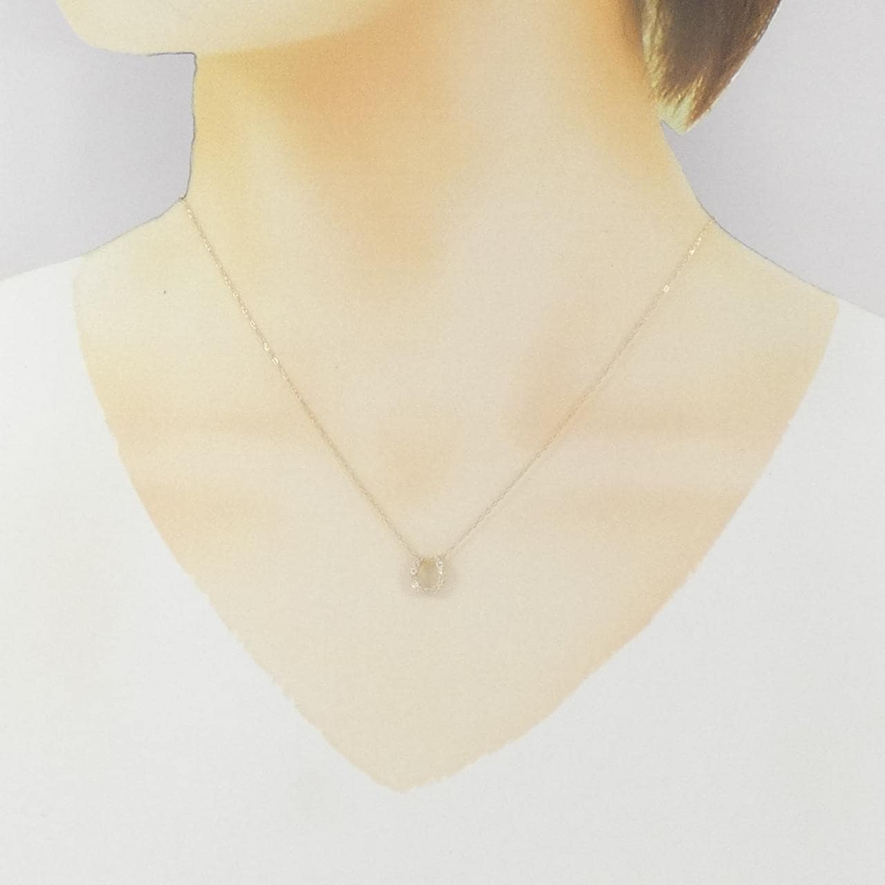 K18YG ホースシュー ダイヤモンド ネックレス 0.15CT