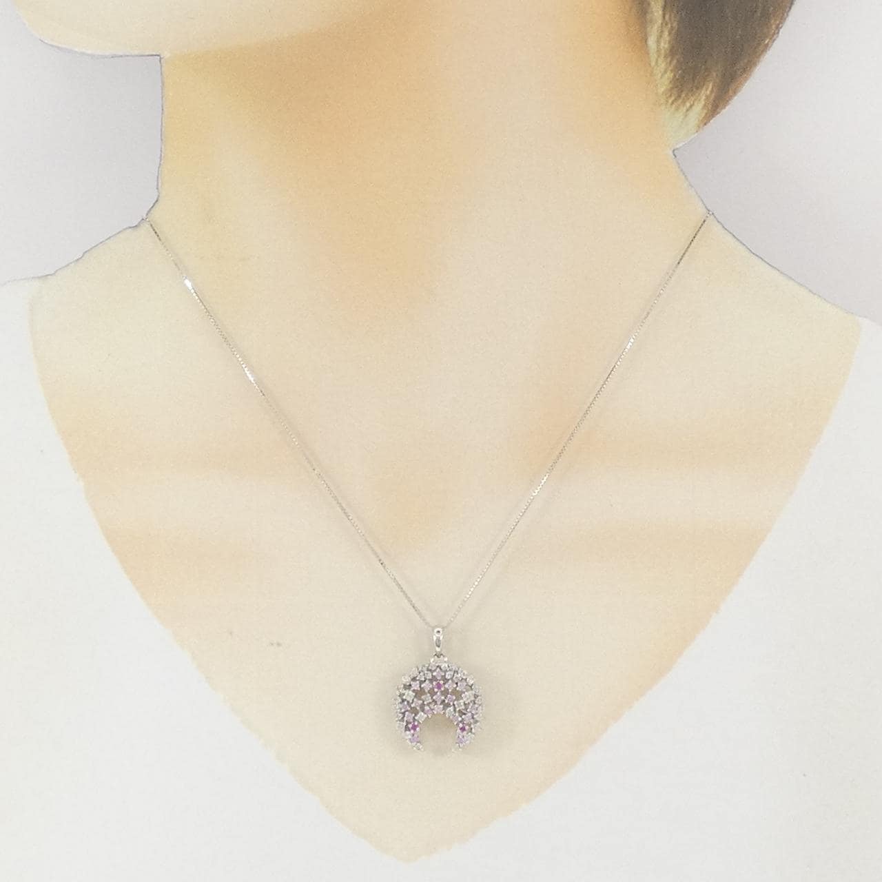 K18WG サファイヤ ネックレス 0.35CT