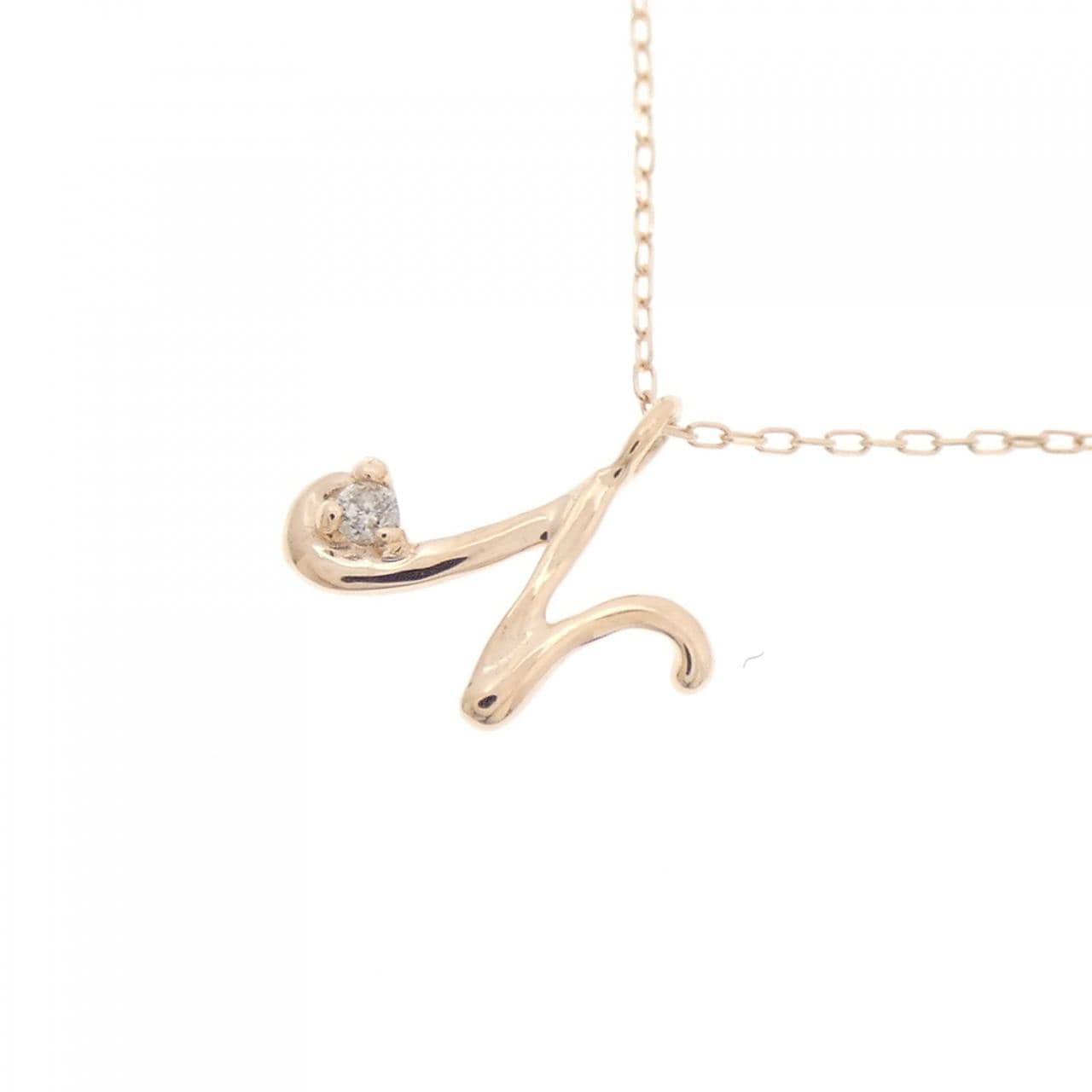 K10PG イニシャルN ダイヤモンド ネックレス 0.01CT