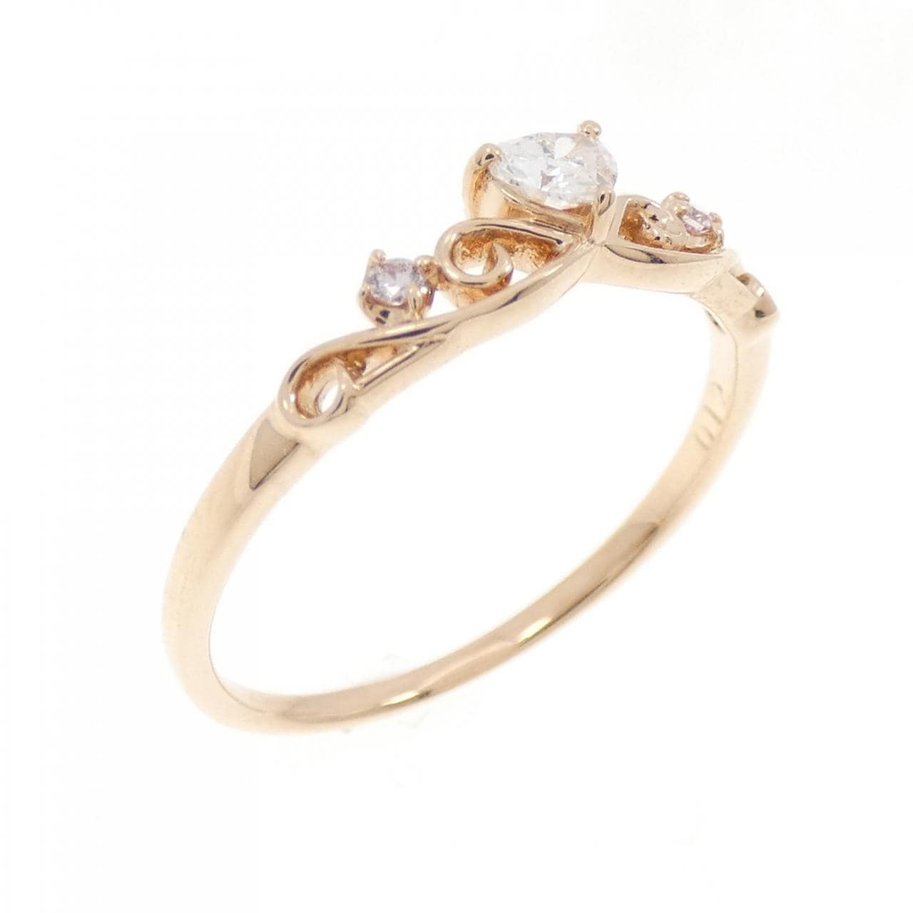 K10PG ハート ダイヤモンド リング 0.12CT