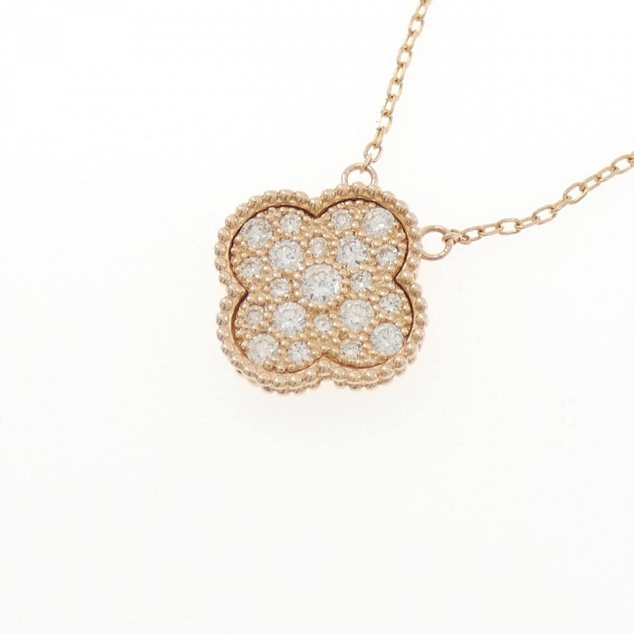 K18PG フラワー ダイヤモンド ネックレス 0.40CT