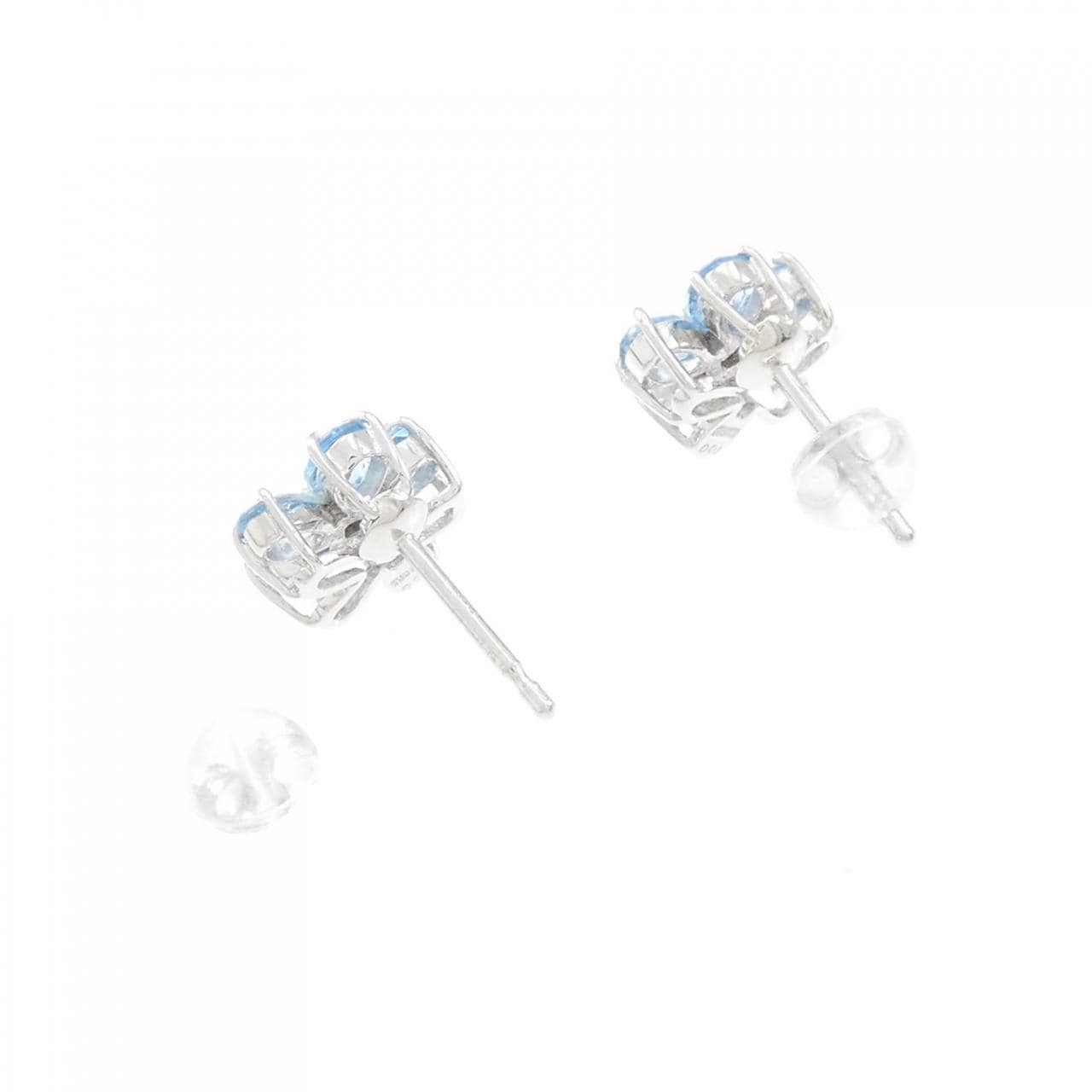 K18WG/K14WG flower blue Topaz earrings